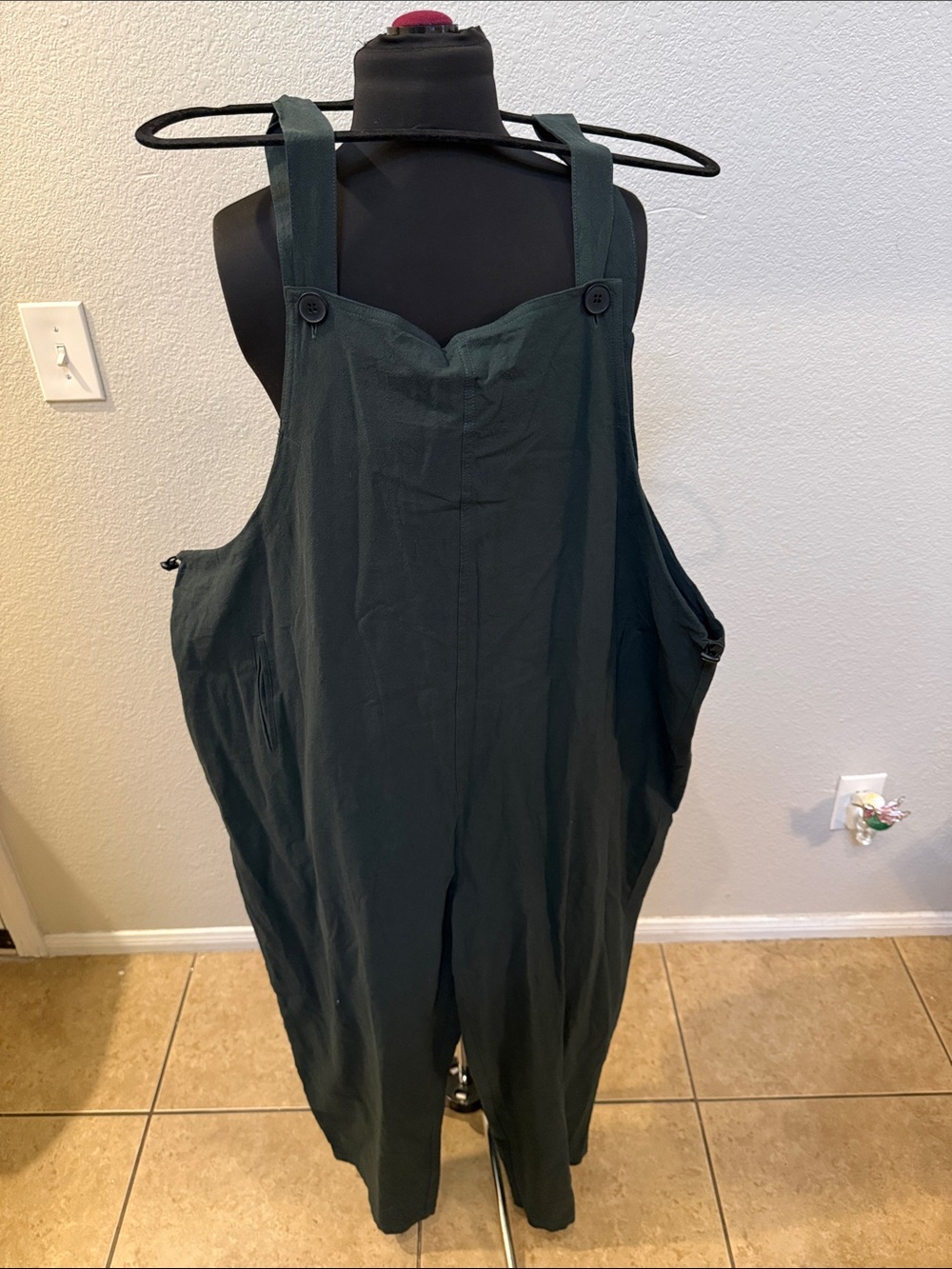 Dark Green Oversized Jumpsuit Overalls - Picture 7 of 7